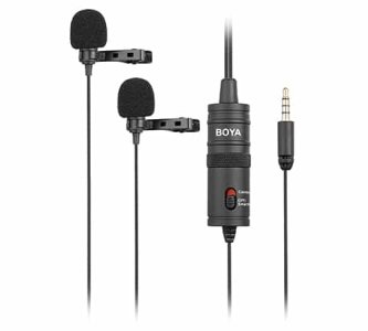 BOYA BY-M1DM Double Head Lavalier Lapel Clip-on Microphone