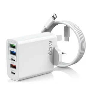 Lightwave 65w Travel Adapter 3 Usb Type-c Ports With Pd 2m Cable