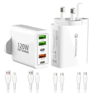 Lightwave 120w Universal Wireless Desktop Charger 2 Usb-c Ports 2 Usb-a Ports