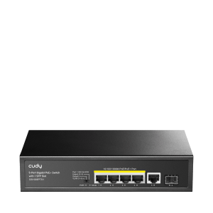 CUDY 5-PORT GIGABIT PoE(120watts) + Switch with 1 SFP Slot-GS1005PTS1