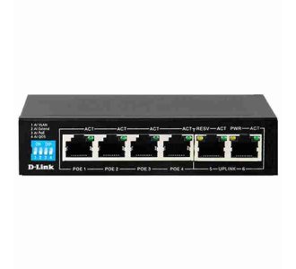 D-Link 250M 6-Port 1000Mbps Switch 4 PoE Ports,2 Uplink Ports DGS-F1006P-E