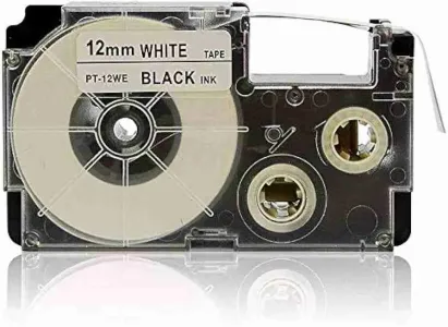 Casio PT-12WE 12mm Black on White Labelling Tape