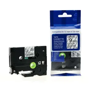 Brother Laminated 9mm TZe-S121 Black on Clear Label Cartridge Compatible