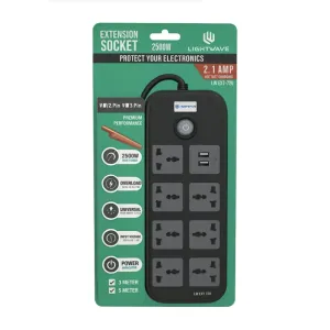 Lightwave Extension Socket 72UC-3P/7 Way+ 1 USB + 1 Type C Fast Charging (2.1A) /3MTR