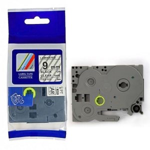 Brother TZe-121 9mm x 8m Black on Clear Label Tape