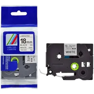 Brother TZe-241 18mm x 8m Black on White Label Tape