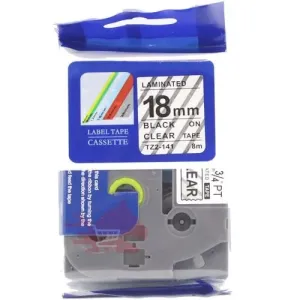 Brother TZe-141 18mm x 8m Black on Clear Label Tape