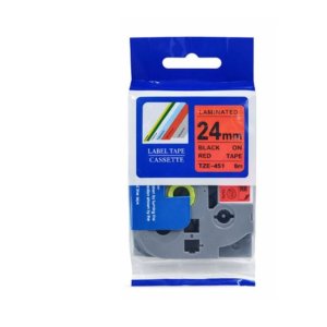 Brother TZe-451 24mm x 8m Black on Red Label Tape