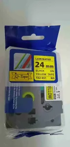 Brother TZe-651 24mm x 8m Black on Yellow Label Tape