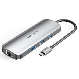 Vention USB-C MULTI-FUNCTIONAL 8 in 1 DOCKING STATION Type C HDMI/USB3.0 (3 PORTS)/RJ45/SD/TF/PD (100W)